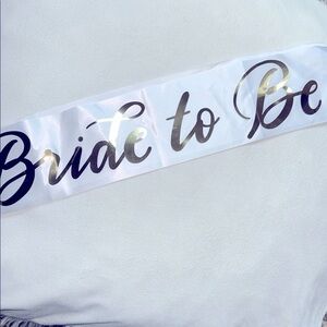 White Bride to Be Sash With Gold Colored Safety Pin Bridal Accessories Wedding